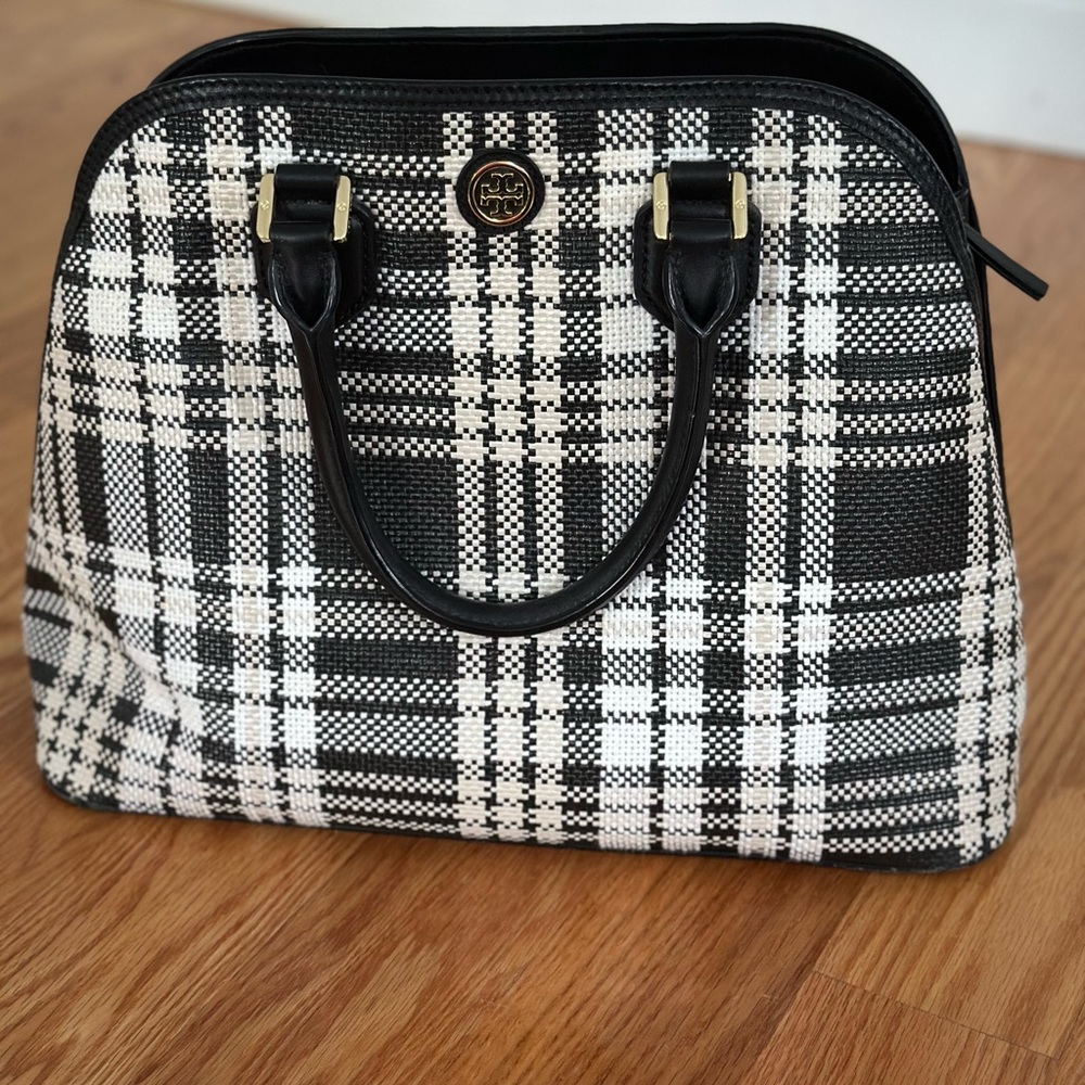 Tory Burch Robinson Black and White Plaid Women's Bag